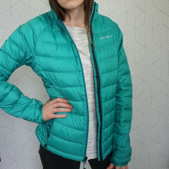 Eddie Bauer Teal Goose Down Puffer Jacket Small - Picture 5 of 6